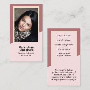 Elegant Classic Job Seeker Classy Vintage Pink  Business Card