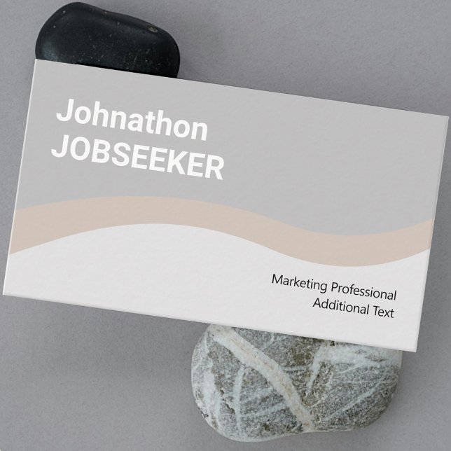 Elegant Classic Job Seeker Minimal Clean Beige Business Card (Creator Uploaded)