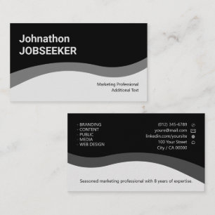 Elegant Classic Job Seeker Minimal Clean Grey Business Card