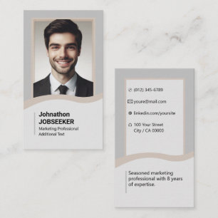 Elegant Classic Job Seeker Minimal Plain Grey Business Card