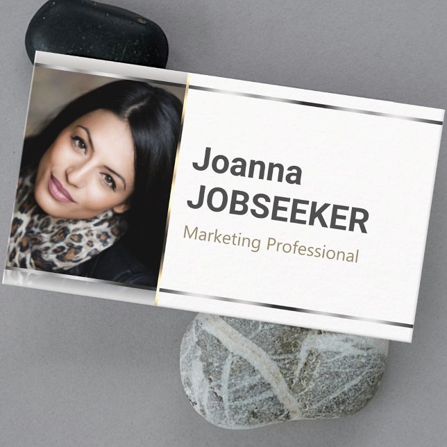 Elegant Classic Job Seeker Minimal Plain White Business Card (Creator Uploaded)