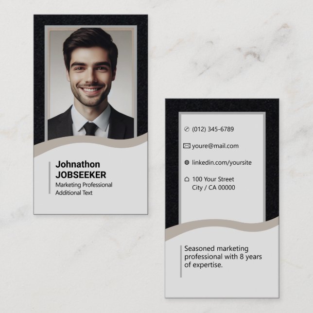 Elegant Classic Job Seeker Search Plain Grey Business Card (Front/Back)