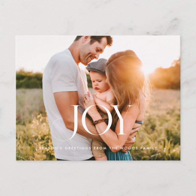 Elegant classic Joy Holiday photo Postcard (Front)