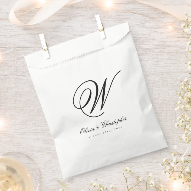 Elegant Classic Last Name Initial Wedding Favour Bags (Clipped)