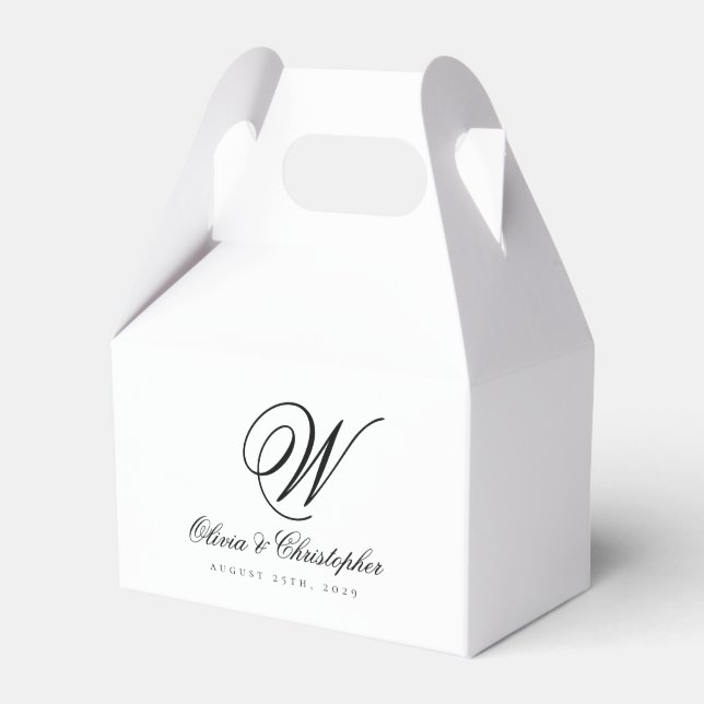 Elegant Classic Last Name Initial Wedding Favour Box (Front Side)