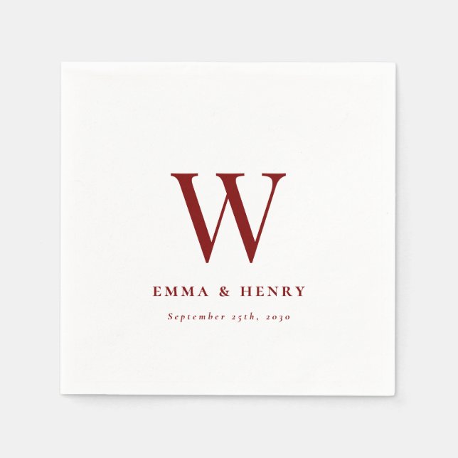 Elegant Classic Last Name Initial Wedding Napkin (Front)