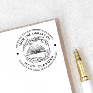 Elegant Classic Leaves Book From The Library Of Self-inking Stamp