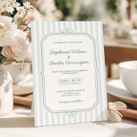 Elegant Classic Light Blue Beige Striped Wedding
