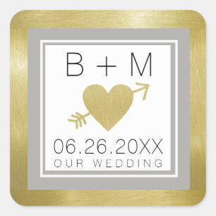 elegant classic love monogram, weddings square sticker