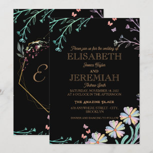 elegant Classic luxurious black wedding Invitation
