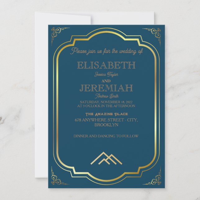 elegant Classic luxurious formal gold wedding Invitation (Front)