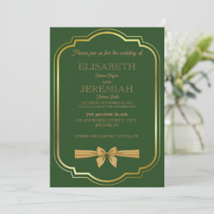 elegant Classic luxurious green gold wedding Invitation