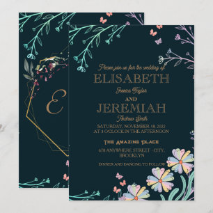 elegant Classic luxurious green wedding Invitatio Invitation