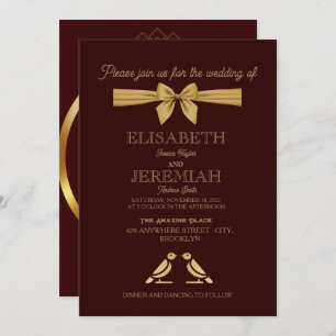 elegant Classic luxurious red gold wedding Invitation