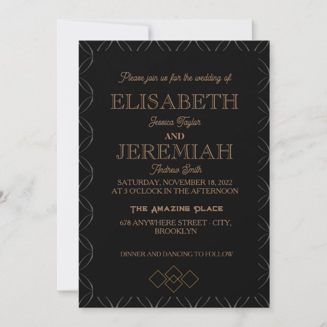 elegant Classic luxurious silver gold wedding   Invitation (Front)