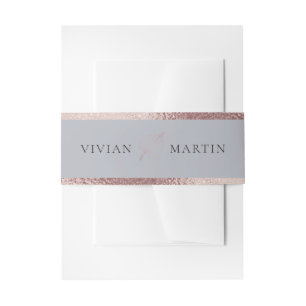 Elegant Classic Matt Rose Gold Leaves Wedding Invitation Belly Band