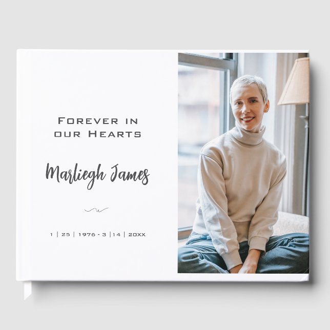 Elegant Classic Memorial Photo Guest Book (Front)