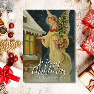 Elegant Classic Merry Christmas Angel Artwork Holiday Card