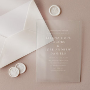 Elegant Classic Minimal Ampersand Wedding Acrylic Invitations