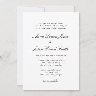 Elegant Classic Minimalist All In One Wedding Invi Invitation