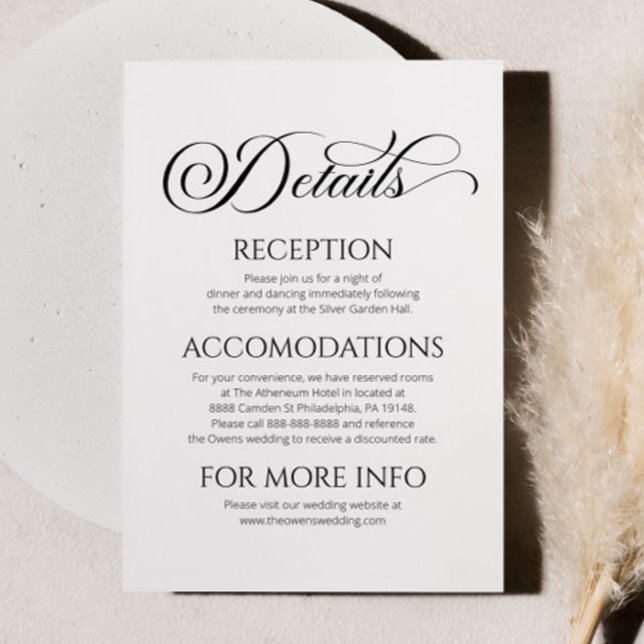 Elegant Classic Minimalist Wedding Details Enclosure Card (Creator Uploaded)