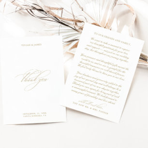 Elegant Classic Minimalist White Wedding  Thank You Card