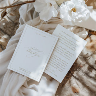 Elegant Classic Minimalist White Wedding  Thank You Card