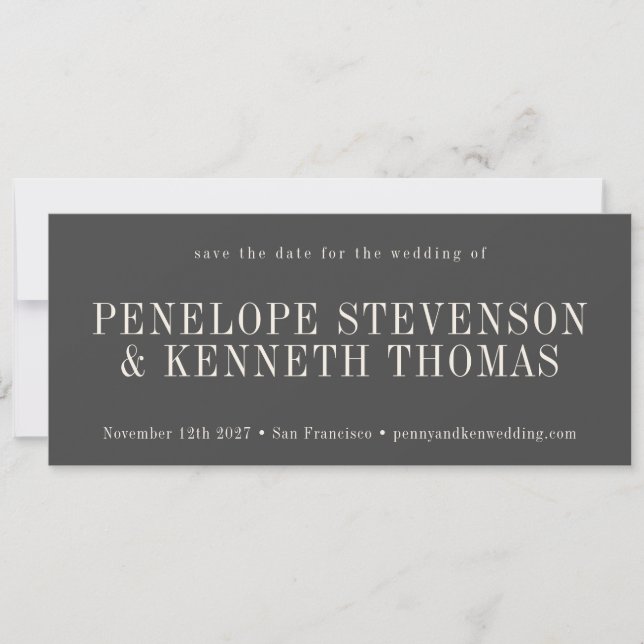 Elegant Classic Modern Black and White Wedding Save The Date (Front)