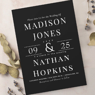 Elegant Classic Modern Black Wedding Invitation