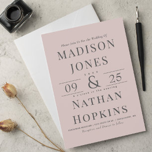 Elegant Classic Modern Blushing Rose Wedding Invitation