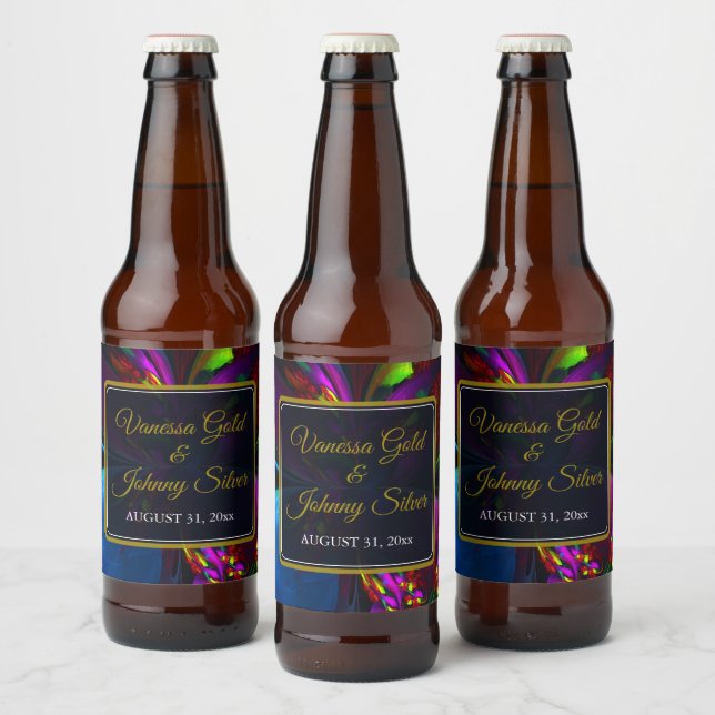Elegant Classic Modern Floral Pattern #902 Wedding Beer Bottle Label (Bottles)