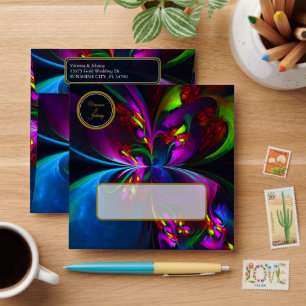 Elegant Classic Modern Floral Pattern #902 Wedding Envelope