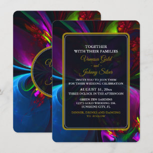 Elegant Classic Modern Floral Pattern #902 Wedding Invitation