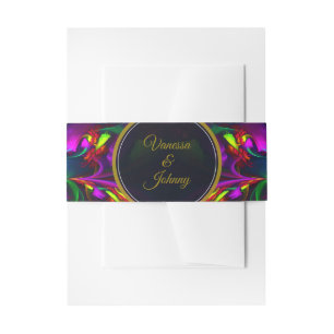 Elegant Classic Modern Floral Pattern #902 Wedding Invitation Belly Band