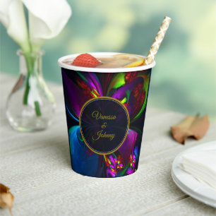 Elegant Classic Modern Floral Pattern #902 Wedding Paper Cups