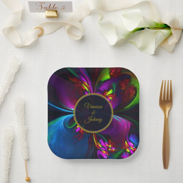 Elegant Classic Modern Floral Pattern #902 Wedding Paper Plate (Wedding)