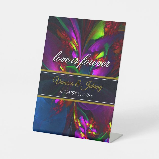 Elegant Classic Modern Floral Pattern #902 Wedding Pedestal Sign (Front)