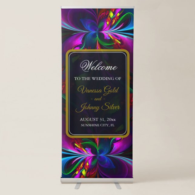 Elegant Classic Modern Floral Pattern #902 Wedding Retractable Banner (Front)