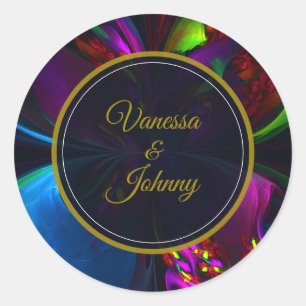 Elegant Classic Modern Floral Pattern #902 Wedding Round Sticker