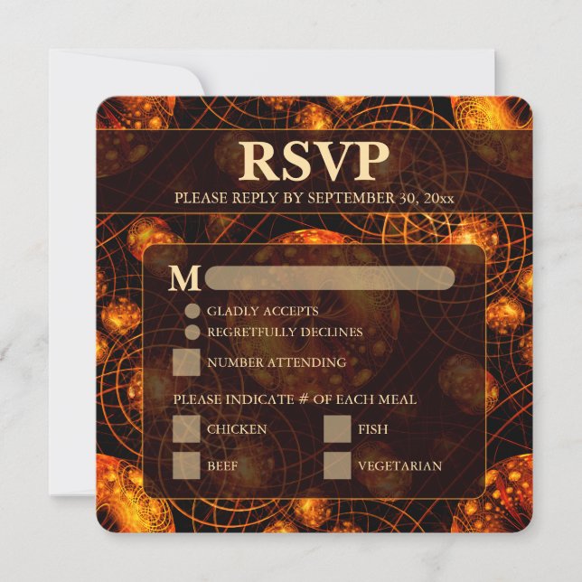Elegant Classic Modern Gold #901 Wedding RSVP Card (Front)