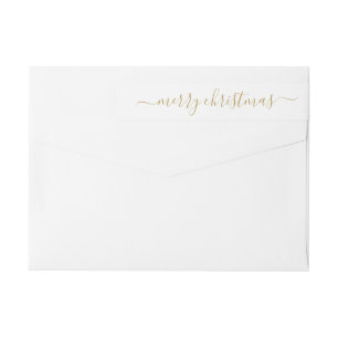 Elegant Classic Modern Gold Merry Christmas Script Wrap Around Label