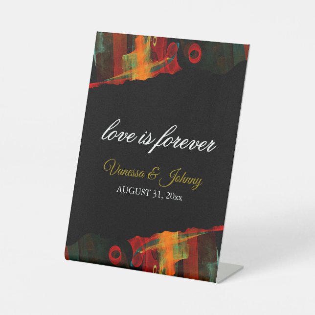 Elegant Classic Modern Trendy Pattern #903 Wedding Pedestal Sign (Front)