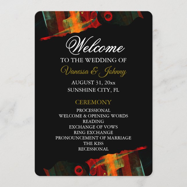 Elegant Classic Modern Trendy Pattern #903 Wedding Programme (Front)