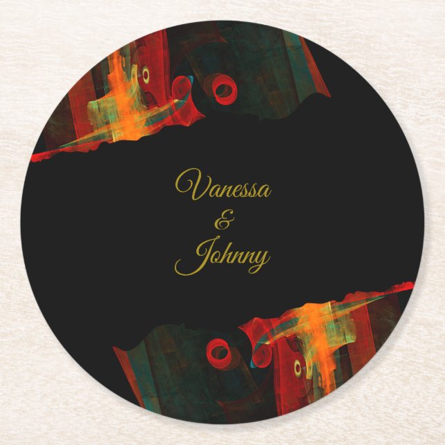 Elegant Classic Modern Trendy Pattern #903 Wedding Round Paper Coaster (Front)