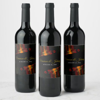 Elegant Classic Modern Trendy Pattern #903 Wedding Wine Label