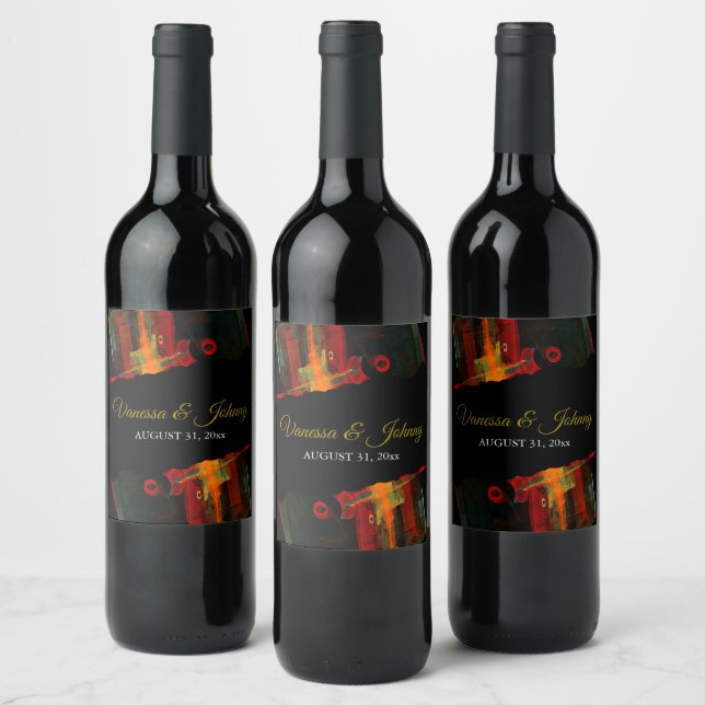 Elegant Classic Modern Trendy Pattern #903 Wedding Wine Label (Bottles)