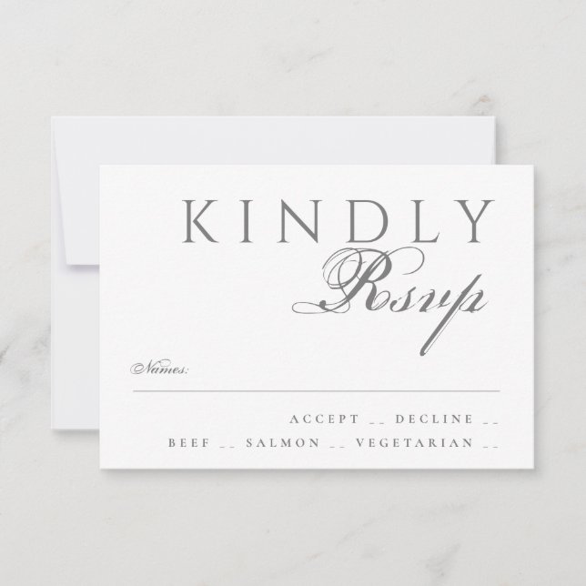 Elegant Classic Modern Typography White Wedding RSVP Card (Front)