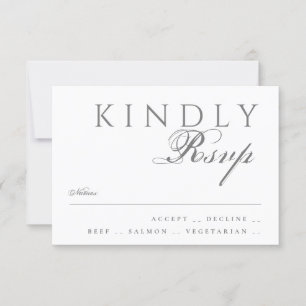 Elegant Classic Modern Typography White Wedding RSVP Card