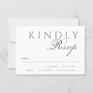 Elegant Classic Modern Typography White Wedding RSVP Card