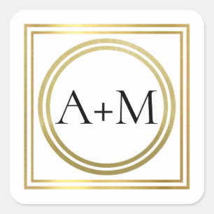 elegant classic modern wedding monogram  square sticker